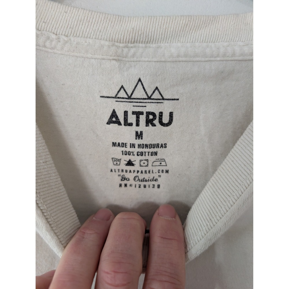 Altru Womens Forget-Me-Not Embroidered Graphic T-Shirt Cream Cotton medium - Picture 3 of 5